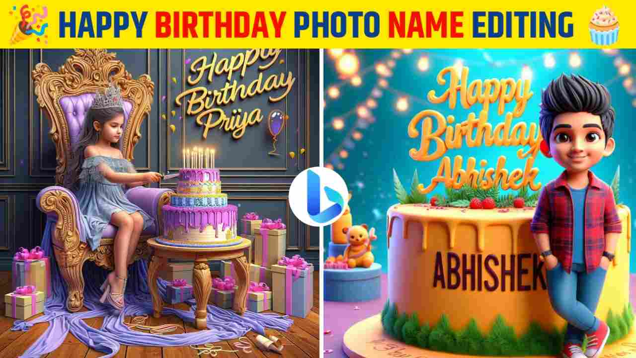 3D Happy Birthday Ai Photo Name Editing