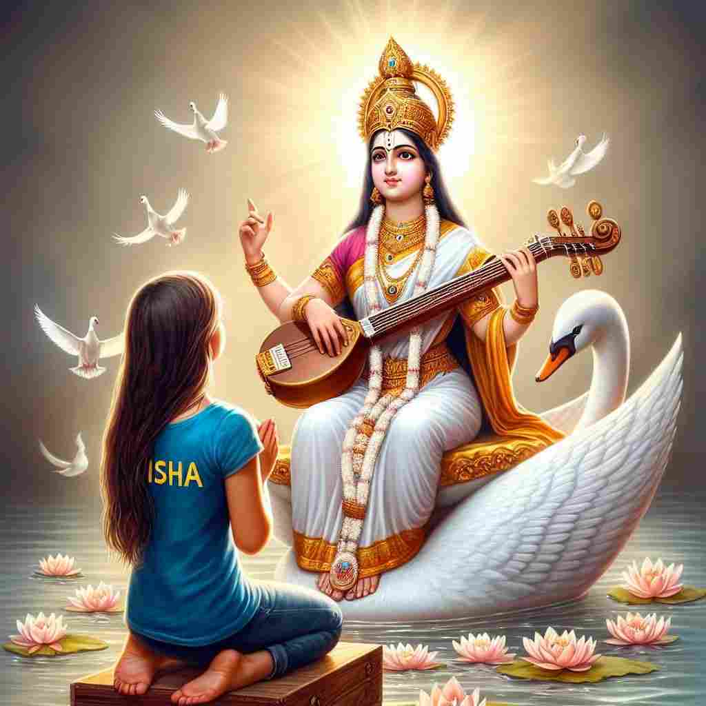 Saraswati Mata AI Tshirt Name Photo 